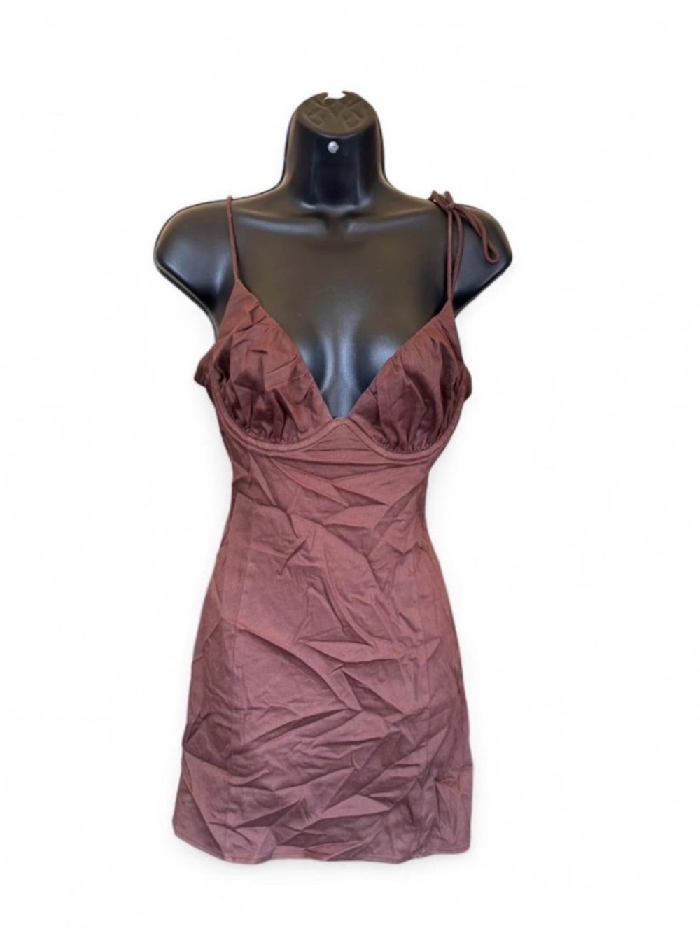 Princess Polly Chocolate Brown Tie-Strap Slip Dress